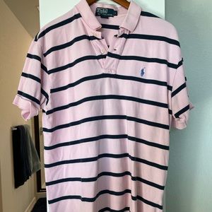 Ralph Lauren Polo Mesh Classic Fit Pink Navy Stripe